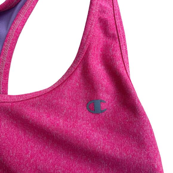 Champion Pink Heathered Racerback Sports Bra Medium Support Size M - Picture 2 of 6